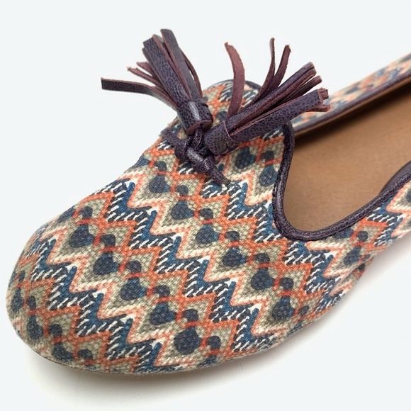 LUCKY BRAND Tassel Canvas Leather Flats Shoes 7.5 - Picture 7 of 16
